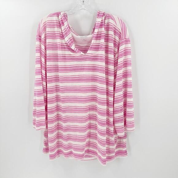 Calvin Klein Performance Pink Striped Pullover Activewear Hoodie Women's Size XL - Picture 1 of 12